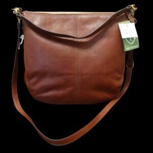 Fossil Jolie Eco‑Leather Brown Crossbody Bag – Adjustable Strap, Hidden Pocket